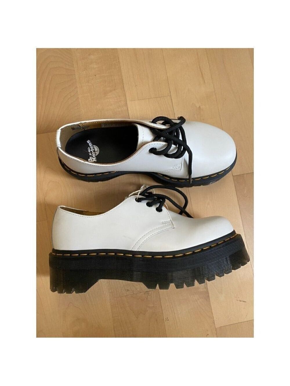Dr. Martens Women white "1461 Quad" platform lace up shoes *Missized - Picture 2 of 10